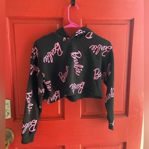 Cropped Pink and Black Barbie Hoodie